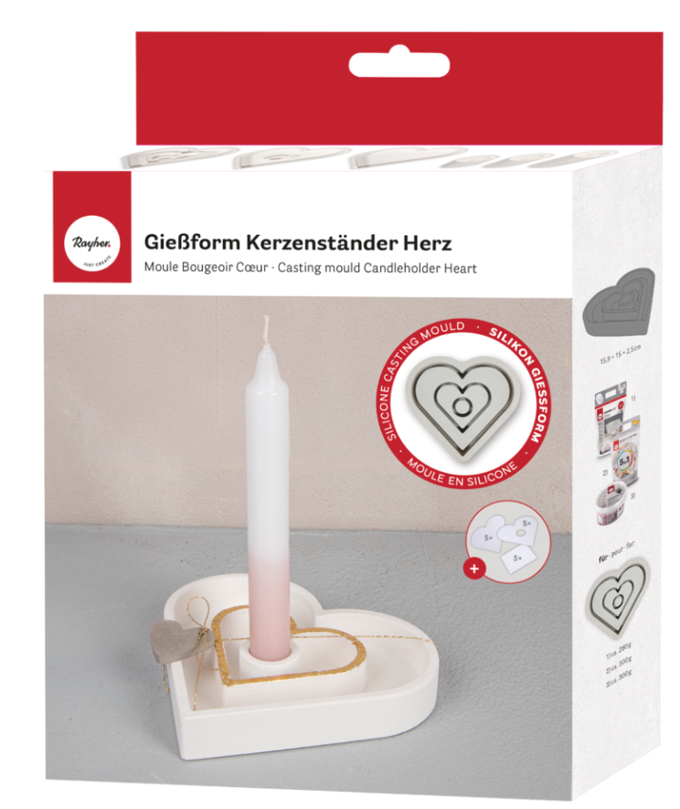 Casting mould silicone Candleholder Heart